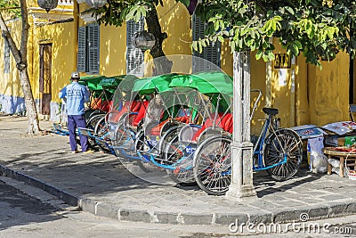 Cyclo serve tourists Editorial Stock Photo