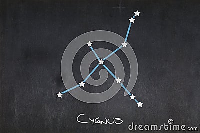 Cygnus constellation drawn on a blackboard Stock Photo