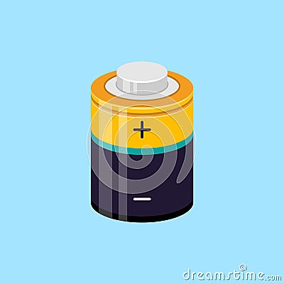 Cylinder battery vector illustration. Electric battery flat icon. Vector Illustration