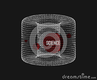 Cylinder. Detail of the mechanism. 3D connection structure. Geometric element for design. Futuristic technology style. Vector Vector Illustration
