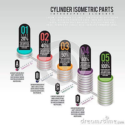 Cylinder Parts Infographic Vector Illustration