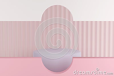 Cylinder podium with circle niche wall, stage for product, 3d render Stock Photo