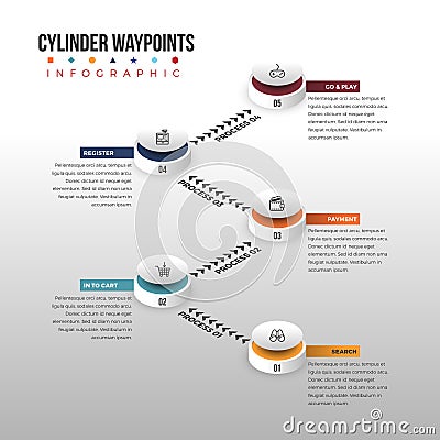 Cylinder Waypoint Infographic Vector Illustration