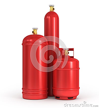 Cylinders with the compressed gases Stock Photo