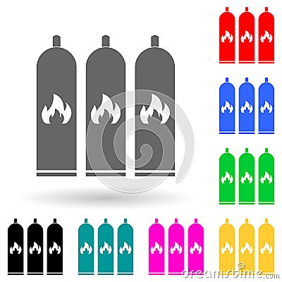 cylinders with a flammable substance multi color style icon. Simple glyph, flat vector of Oil icons for ui and ux, website or Stock Photo