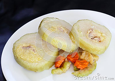 Cylindrical glutinous rice cakes Stock Photo