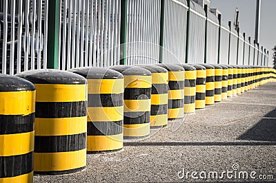 Cylindrical traffic cones Stock Photo