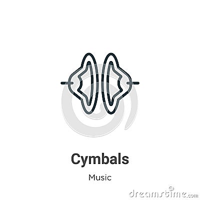 Cymbals outline vector icon. Thin line black cymbals icon, flat vector simple element illustration from editable music concept Vector Illustration