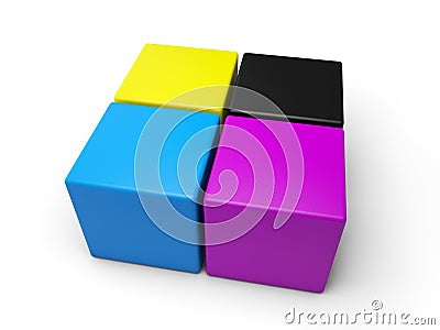 CYMK Cubes Stock Photo