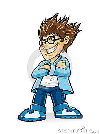 Cynical Boy Geeks Vector Illustration