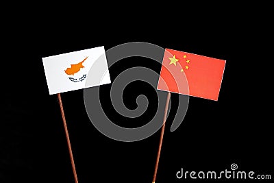 Cypriot flag with Chinese flag isolated on black Stock Photo