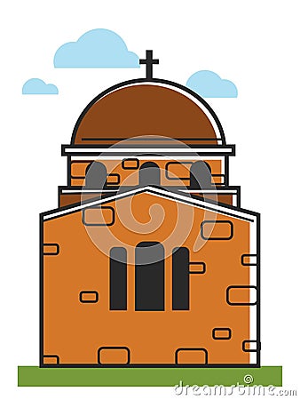 Cyprus cathedral or orthodox monastery symbol Greek tourism travel architecture vector icon Vector Illustration