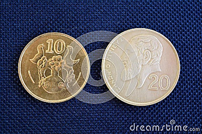 Cyprus cents - coins of various denominations Stock Photo