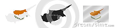 Cyprus. Detailed flag map. Detailed silhouette. Waving flag. Vector illustration Vector Illustration