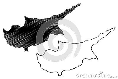 Cyprus island map vector, Vector Illustration