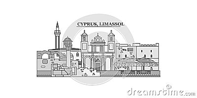 Cyprus, Limassol city skyline isolated vector illustration, icons Vector Illustration