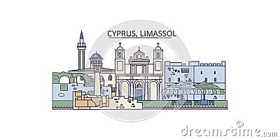 Cyprus, Limassol tourism landmarks, vector city travel illustration Vector Illustration