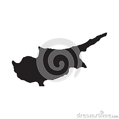 Cyprus map vector, isolated on white background. Black map template, flat earth. Simplified, generalized world map Vector Illustration