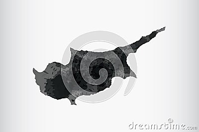 Cyprus watercolor map vector illustration of black color on light background using paint brush in paper page Vector Illustration