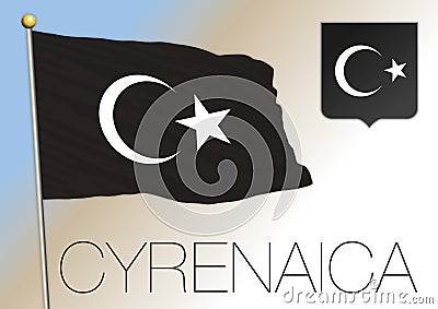 Cyrenaica regional flag and coat of arms, Libya Vector Illustration