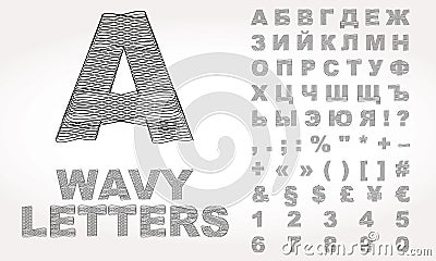 Cyrillic Alphabet with wavy effect Vector Illustration