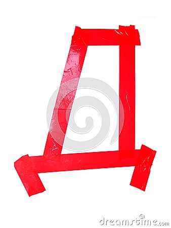 Cyrillic letter D symbol made of insulating tape pieces, isolate Stock Photo