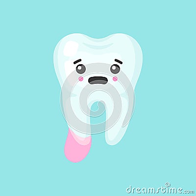 Cystic tooth with emotional face, cute colorful vector icon illustration Vector Illustration