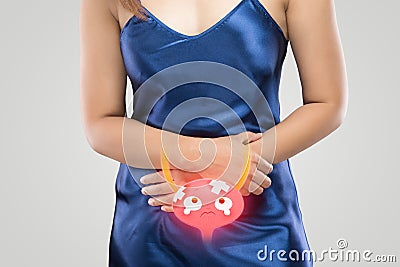 Cystitis symptoms with woman Stock Photo