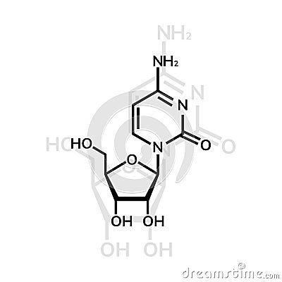 Cytidine chemical formula Vector Illustration