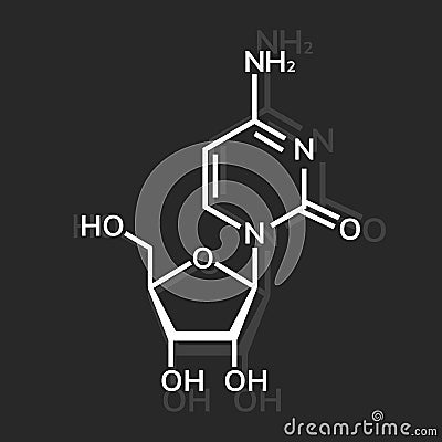 Cytidine chemical formula Vector Illustration