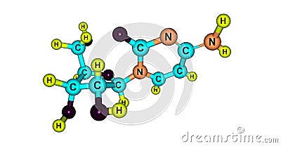 Cytidine molecular structure isolated on white background Cartoon Illustration