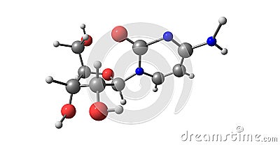 Cytidine molecular structure isolated on white background Cartoon Illustration