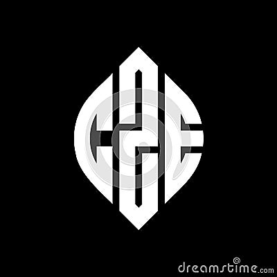 CZE circle letter logo design with circle and ellipse shape. CZE ellipse letters with typographic style. The three initials form a Vector Illustration
