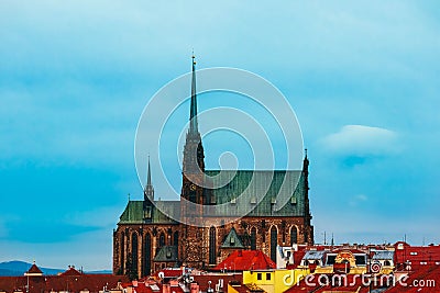 Czech, Brno, Cathedral of St. Peter and Paul building, city view Stock Photo