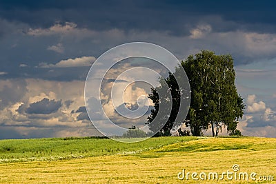 Czech countryside before the evening storm Stock Photo