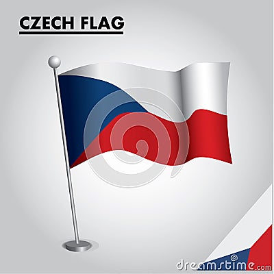 CZECH flag National flag of CZECH on a pole Vector Illustration