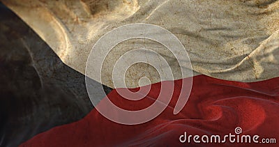 Old Czech Flag waving at wind Stock Photo