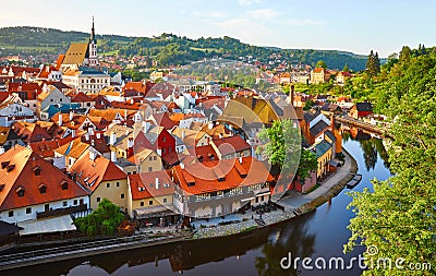 Czech Krumlov Republic. View at old european Stock Photo