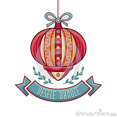 Czech language. Vesele Vanoce. Christmas message. Vector Illustration