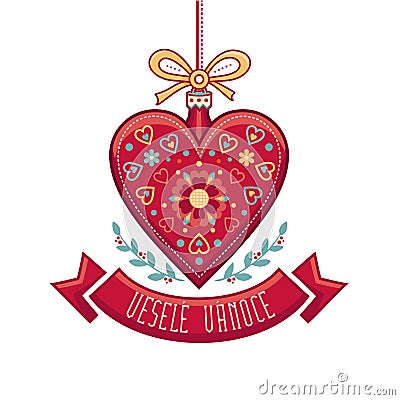 Czech language. Vesele Vanoce. Christmas message. Vector Illustration