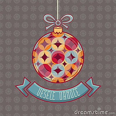 Czech language. Vesele Vanoce. Christmas message. Vector Illustration