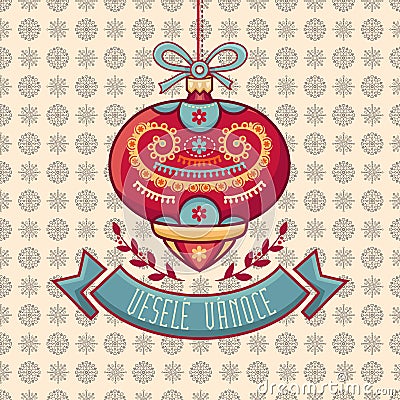 Czech language. Vesele Vanoce. Christmas message. Vector Illustration