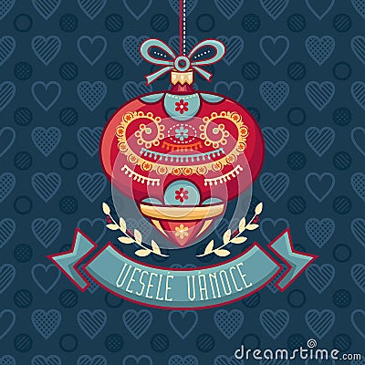 Czech language. Vesele Vanoce. Christmas message. Vector Illustration