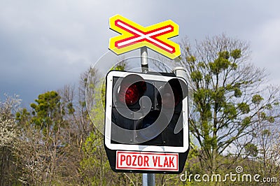 Czech Railroad crossing Stock Photo