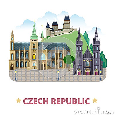 Czech Republic country design template Flat cartoo Vector Illustration