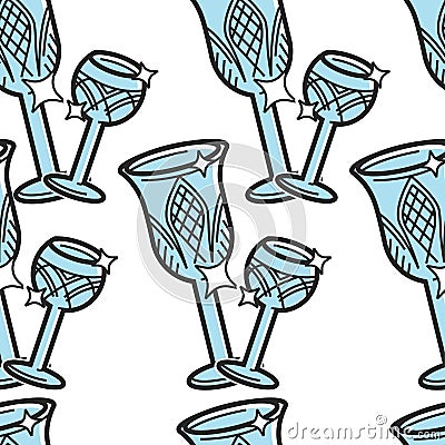 Czech Republic crystal glassware glass and goblet seamless pattern Vector Illustration