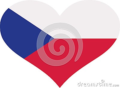 Czech Republic flag heart Vector Illustration