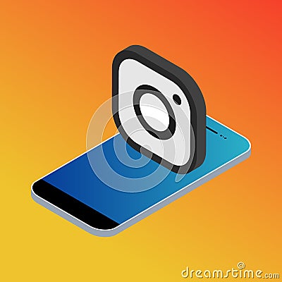 Czech Republic, Humpolec - January 2, 2021: Instagram editorial icon on mobile. Social media network vector illustration Vector Illustration