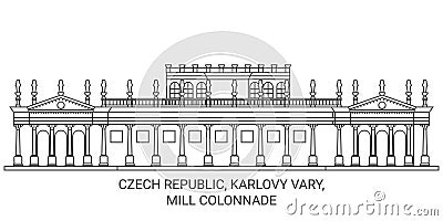 Czech Republic, Karlovy Vary, Mill Colonnade travel landmark vector illustration Vector Illustration