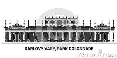 Czech Republic, Karlovy Vary, Park Colonnade, travel landmark vector illustration Vector Illustration